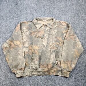VTG Liberty Sweatshirt Mens 2XL Camo 1/4 Zip Hunting Pullover Kangaroo Pocket